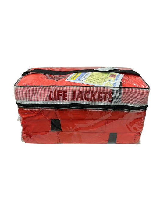 Set 4 chalecos salvavidas Kent - vista superior de la bolsa con leyenda Life Jackets