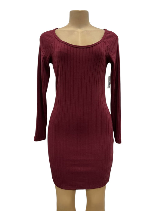 Vestido Old Navy vino - vista frontal bodycon manga larga