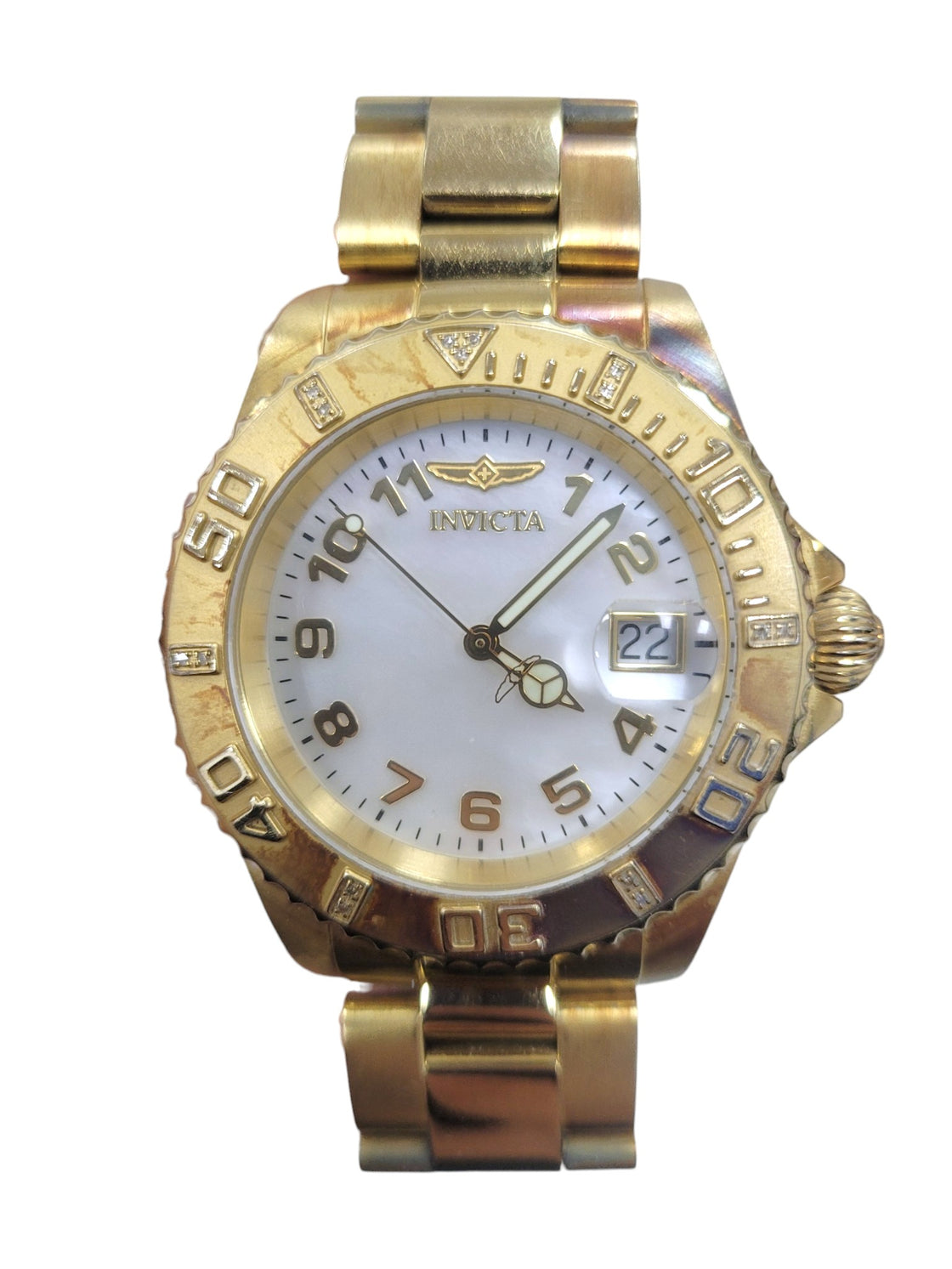 Reloj INVICTA Pro Diver dorado con esfera blanca