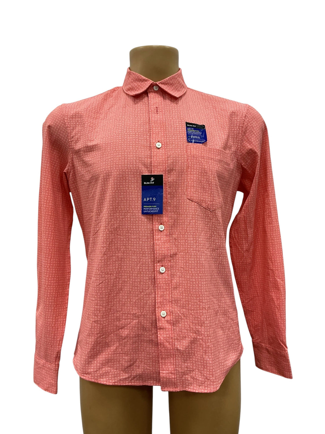 Camisa Apt. 9 coral - vista frontal con etiqueta slim fit