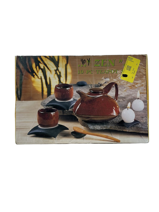 Set de tetera de 10 piezas en café rojizo y negro