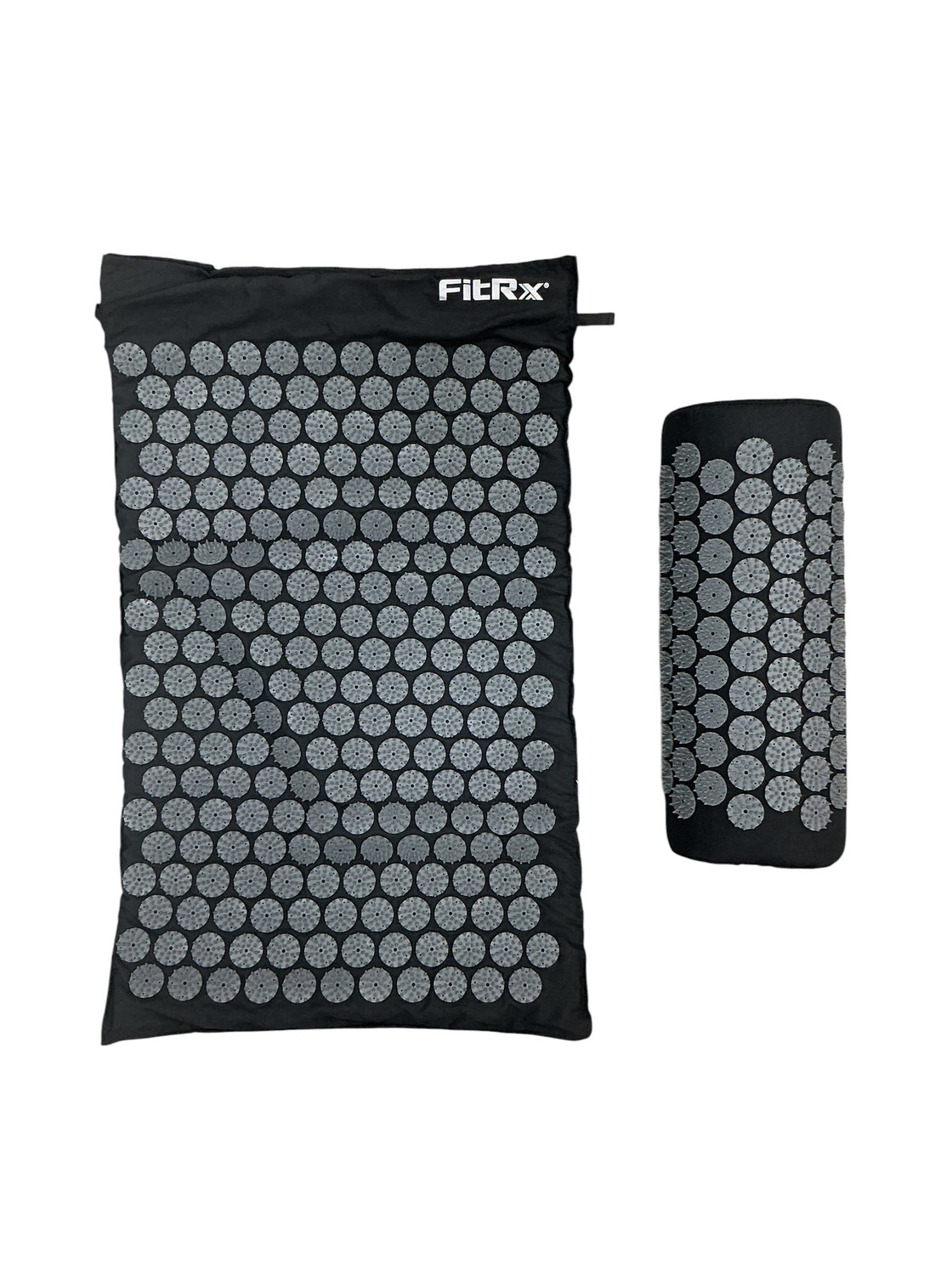 Set FitRx acupresión - colchoneta y almohada cervical con puntas grises vista frontal