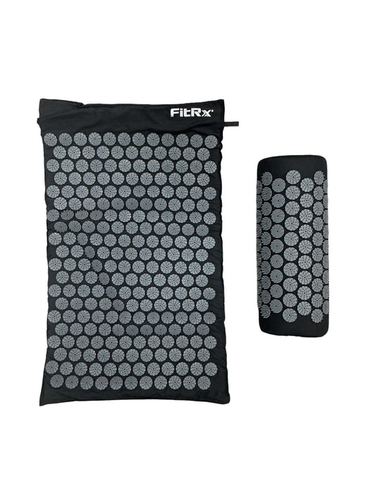 Set FitRx acupresión - colchoneta y almohada cervical con puntas grises vista frontal