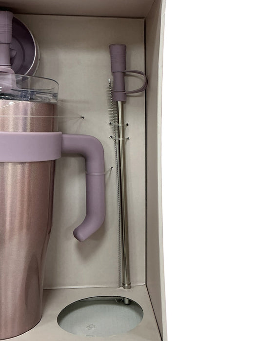 Tumbler 30oz True Living - detalle de popote de metal y cepillo limpiador
