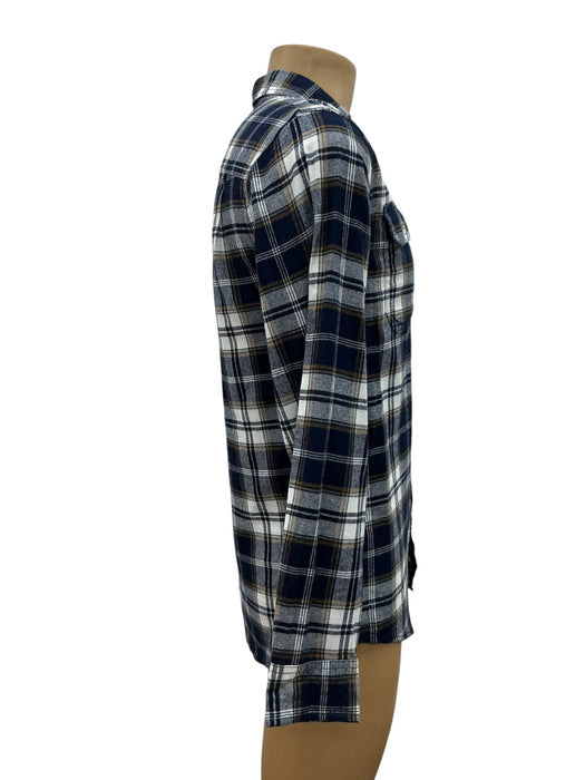 Camisa George flannel azul marino plaid - vista lateral