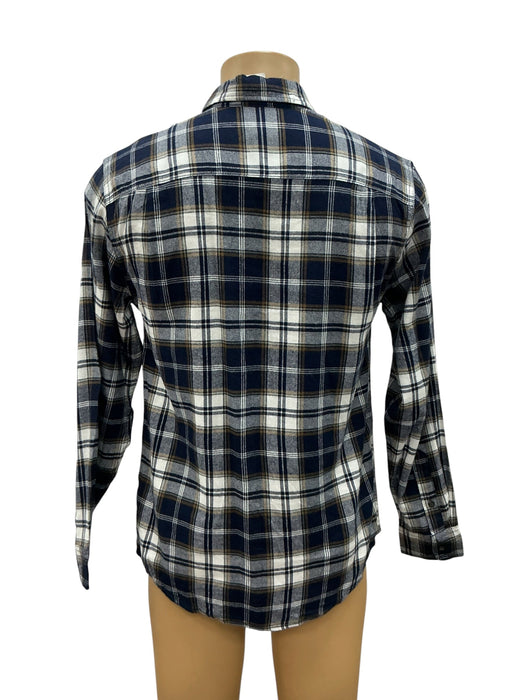 Camisa George flannel azul marino plaid - vista trasera