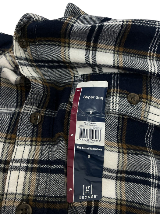 Etiqueta George - Talla S, Dark Navy Plaid, Super Soft Flannel