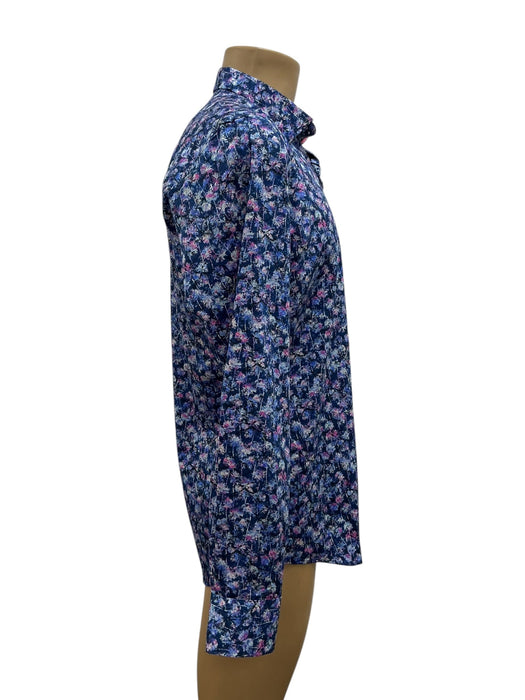 Camisa Mizumi floral azul marino - vista lateral