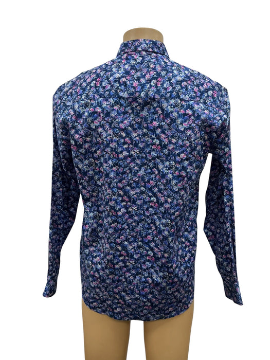 Camisa Mizumi floral azul marino - vista trasera