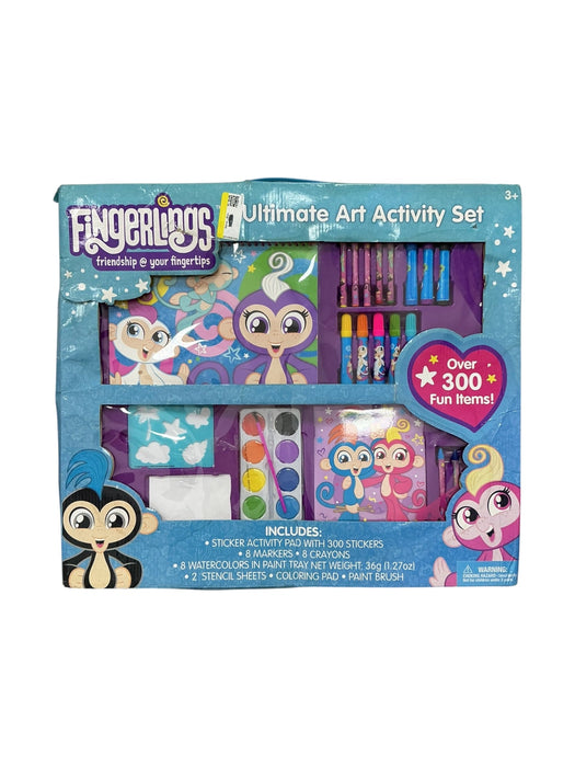 Set Arte Fingerlings Ultimate Art Activity - vista frontal caja azul morado con ventana