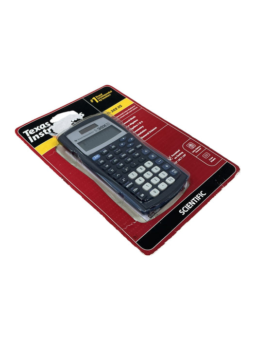 Calculadora TI-30X IIS Texas Instruments - vista en ángulo del empaque completo mostrando perfil