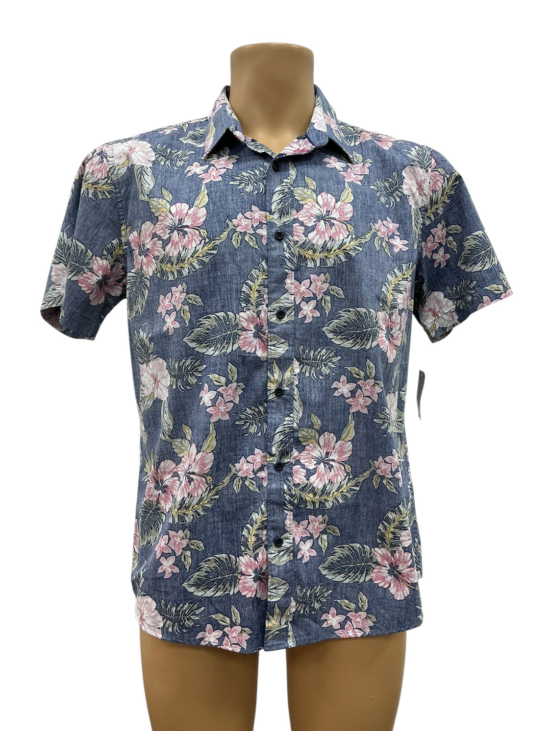 Camisa Table azul floral - vista frontal hawaiana